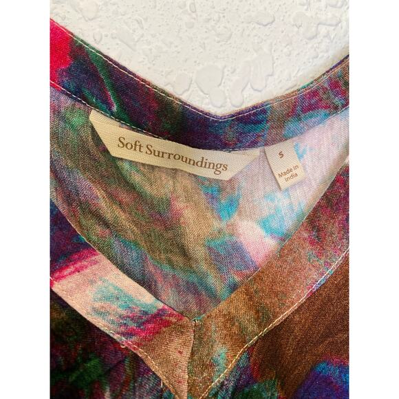 Soft Surroundings Italian Dreams Colorful Maxi Dress V-Neck EUC Sz S Boho Summer - Picture 4 of 13